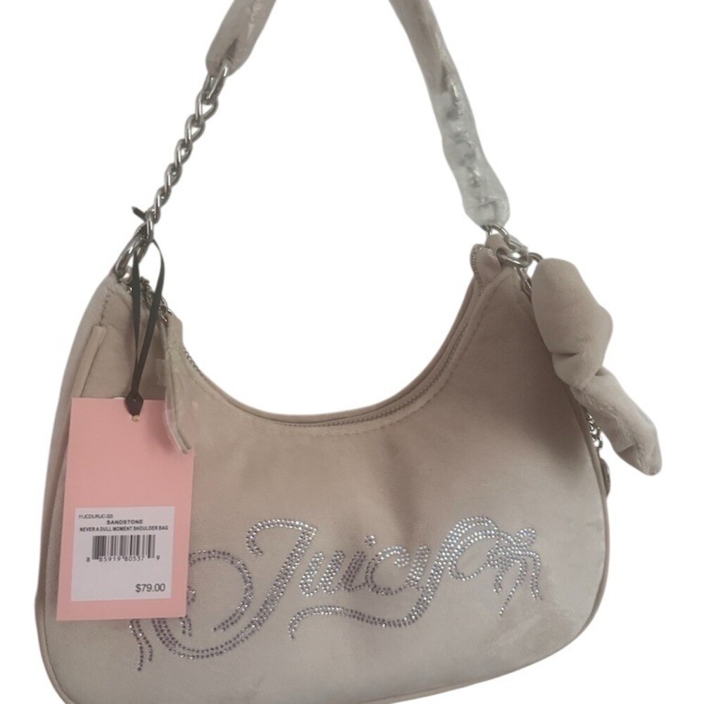 Juicy Couture Never A Dull Moment Shoulder Bag Sandstone Rhinestone Bow